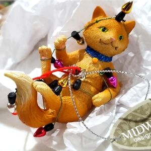 Kitten Cat Tangled in Holiday Lights  Ornament by Midwest Gift Ganz NWT